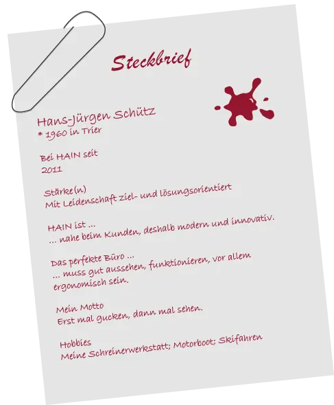 Persönlicher Steckbrief von Hans-Jürgen Schütz