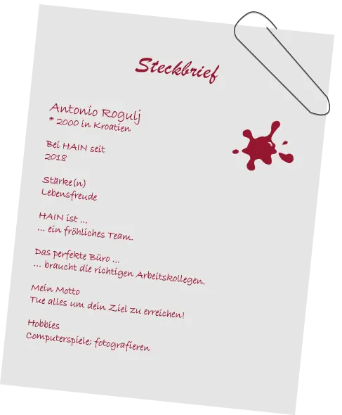 Persönlicher Steckbrief von Antonio Rogulj