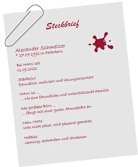 Persönlicher Steckbrief von Alexander Schmelzer