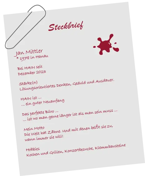 Persönlicher Steckbrief von Jan Mittler