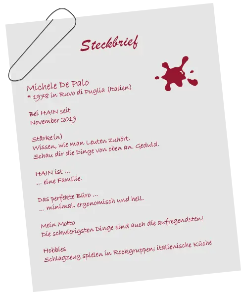 Persönlicher Steckbrief von Michele De Palo