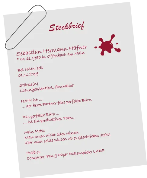 Persönlicher Steckbrief von Sebastian Häfner