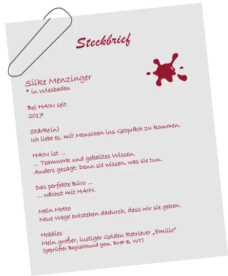 Persönlicher Steckbrief von Silke Menzinger