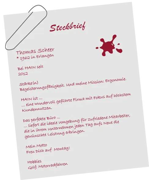 Persönlicher Steckbrief von Thomas Scheer
